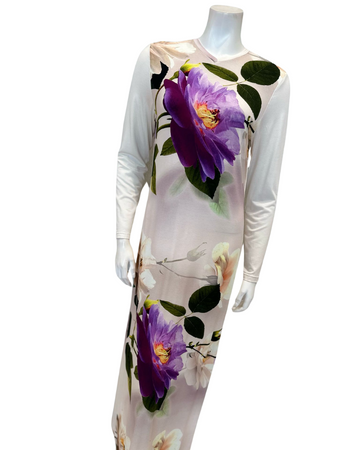 Angelice S7383 Purple Floral Cream Pull On Modal Nightgown Myselflingerie.com